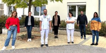 Mouna M´hadbi, Tina Fau, Saifeddine Missaoui, Kathrin Hofstetter, Olfa Msandel, Steffen König und Marua Belkhir 