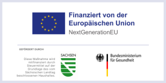 Logocollage aus den Logos EU, KHZF, Sachsen, Bund